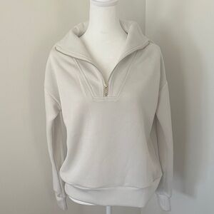 Elie Tahari Cream Zip-Up Hoodie